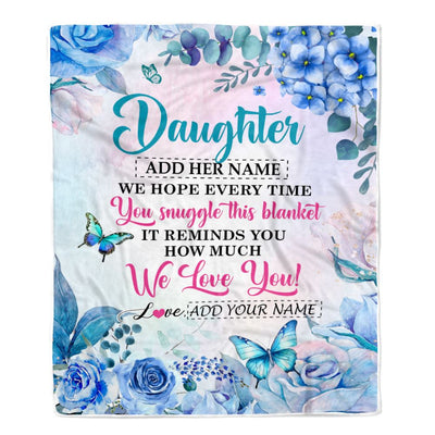Personalized Daughter Blanket From Mom Dad Father Floral Print We Love You Daughter Birthday Gifts Graduation Christmas Customized Bed Fleece Blanket | teecentury