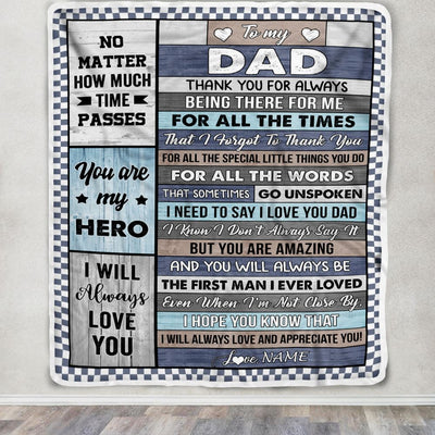 Personalized Dear Dad Blanket From Daughter Son Wood Dad Who Wants Nothing Dad Birthday Fathers Day Thanksgiving Christmas Customized Gift Fleece Blanket | teecentury