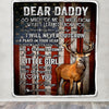 Personalized Dear Daddy Blanket from Daughter Little Girl USA Flag Thank You I Love You Dad Deer Father's Day Birthday Christmas Customized Fleece Blanket Blanket | Teecentury.com