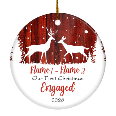 Personalized Deer First Christmas Engaged Ornament Gifts for Couple Spouses Newly Married Anniversary Day Christmas Tree Ornament | teecentury