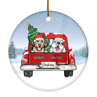 Personalized Dog Ornament Christmas Red Car Pet Custom Gift for Dog Lovers Customized Christmas Tree Ornament | teecentury