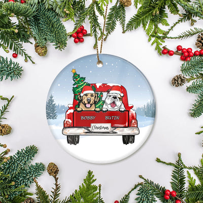Personalized Dog Ornament Christmas Red Car Pet Custom Gift for Dog Lovers Customized Christmas Tree Ornament | teecentury