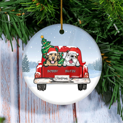 Personalized Dog Ornament Christmas Red Car Pet Custom Gift for Dog Lovers Customized Christmas Tree Ornament | teecentury