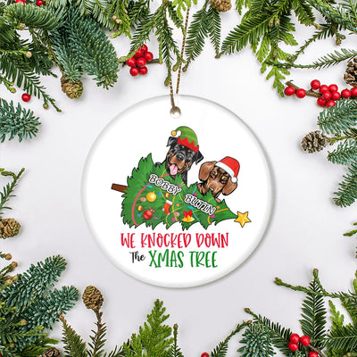 Personalized Dog Xmas Ornaments We Knocked Down The Xmas Tree Funny Christmas Gift Dad Mom Lover Customized Christmas Tree Ornament | teecentury