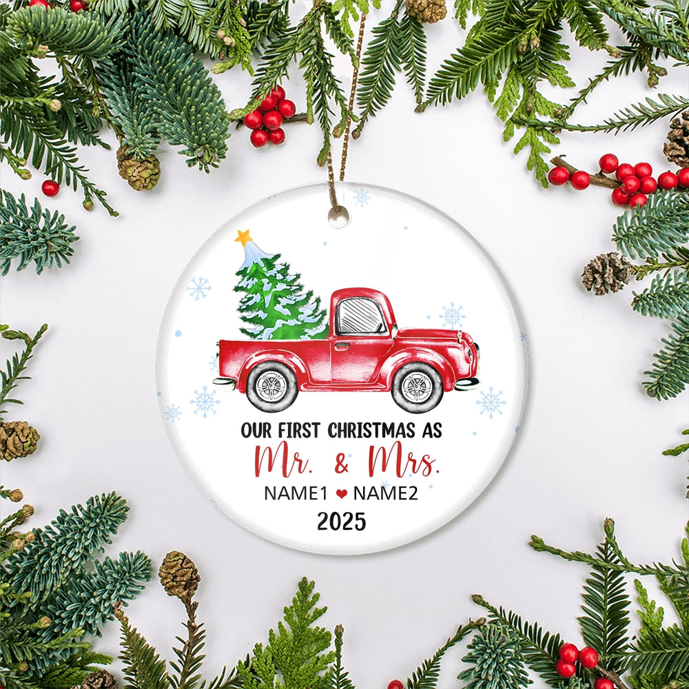 Personalized First Christmas As Mr And Mrs Ornament Married 2024 Custom Name Decoration Customized Christmas Tree Ornament | teecentury