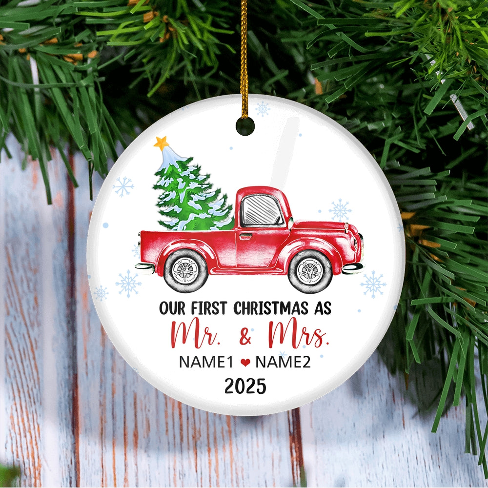 Personalized First Christmas As Mr And Mrs Ornament Married 2024 Custom Name Decoration Customized Christmas Tree Ornament | teecentury