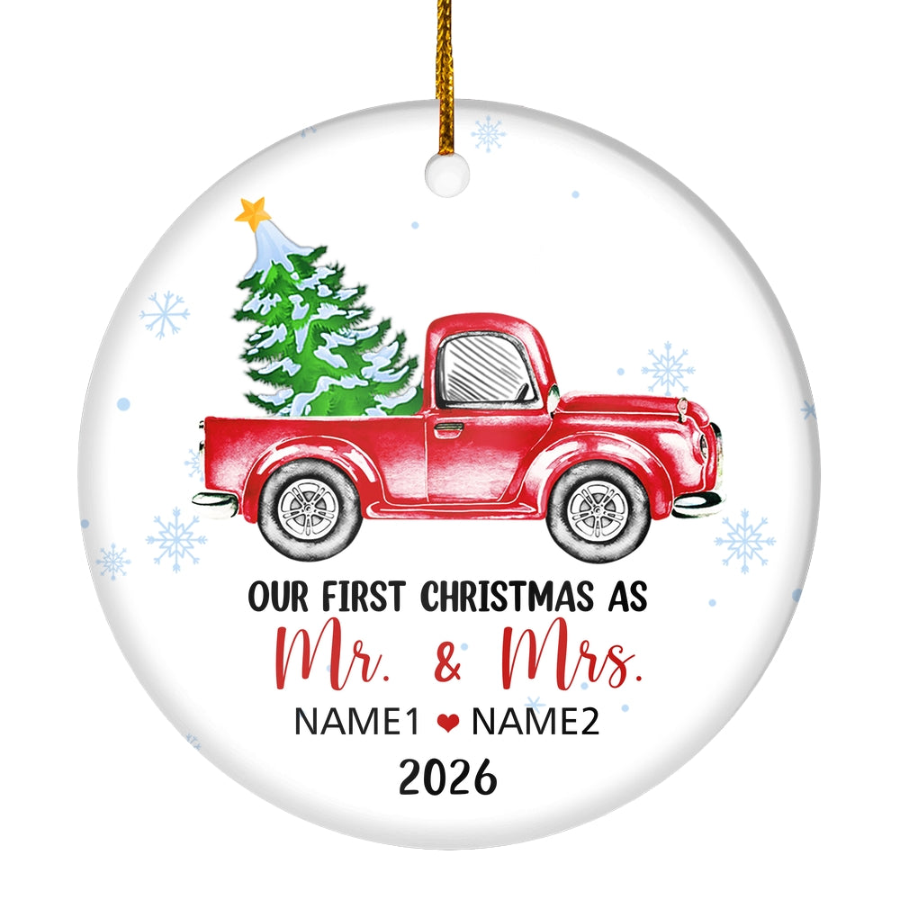 Personalized First Christmas As Mr And Mrs Ornament Married 2025 Custom Name Decoration Customized Christmas Tree Ornament | teecentury