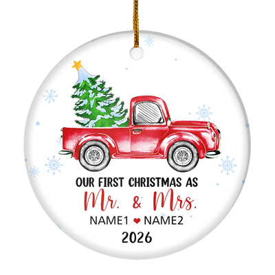 Personalized First Christmas As Mr And Mrs Ornament Married 2025 Custom Name Decoration Customized Christmas Tree Ornament | teecentury