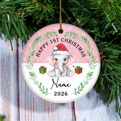 Personalized First Christmas Baby Ornament Custom Baby's Name Cute Elephant First Baby (04) Customized Christmas Tree Ornament | teecentury