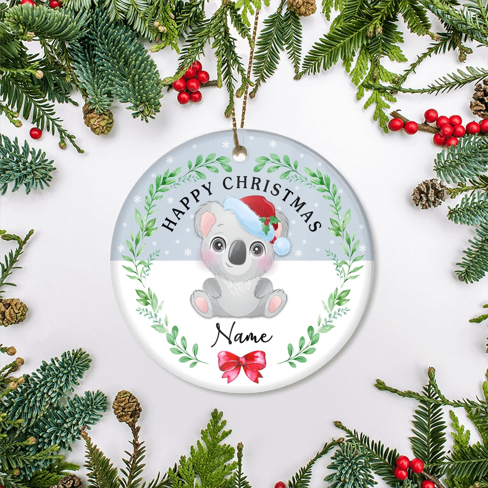 Personalized First Christmas Baby Ornament Custom Baby's Name Cute Koala First Christmas Baby (05) Customized Christmas Tree Ornament | teecentury