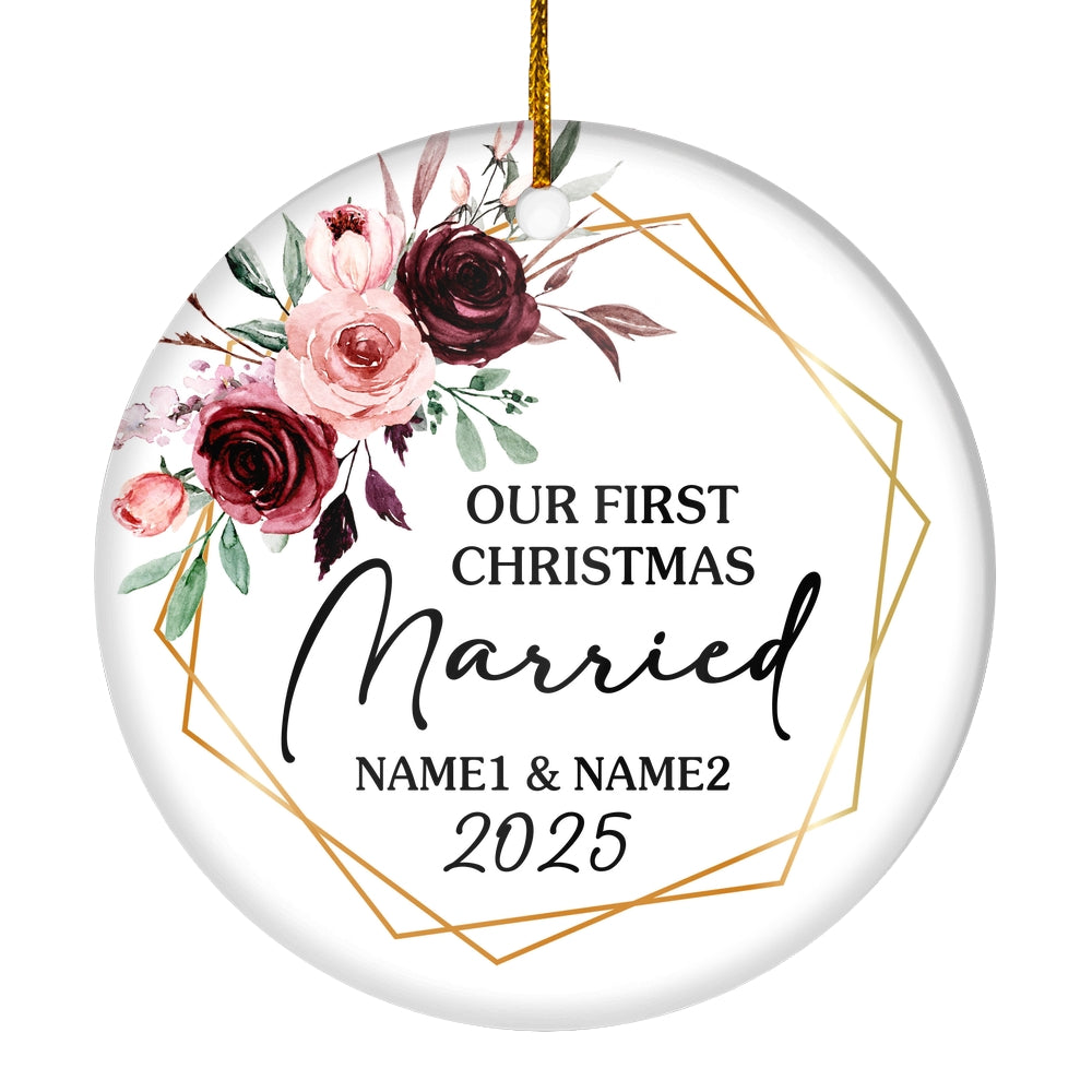 Personalized First Christmas as Mr and Mrs Ornament Just Married Wedding First Christmas Engaged Custom Name Decoration (24) Customized Christmas Tree Ornament | teecentury