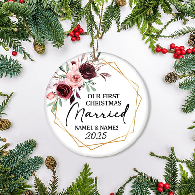 Personalized First Christmas as Mr and Mrs Ornament Just Married Wedding First Christmas Engaged Custom Name Decoration (24) Customized Christmas Tree Ornament | teecentury