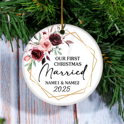 Personalized First Christmas as Mr and Mrs Ornament Just Married Wedding First Christmas Engaged Custom Name Decoration (24) Customized Christmas Tree Ornament | teecentury