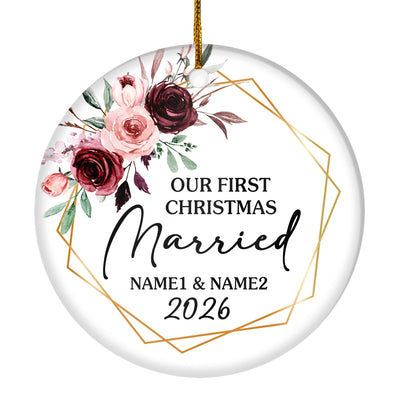 Personalized First Christmas as Mr and Mrs Ornament Just Married Wedding First Christmas Engaged Custom Name Decoration (24) Customized Ornament | teecentury