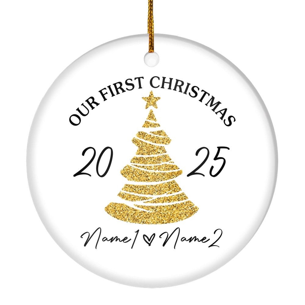 Personalized First Year Married Christmas Ornament Just Married Newlywed Keepsake Custom Name Decoration (24) Customized Christmas Tree Ornament | teecentury