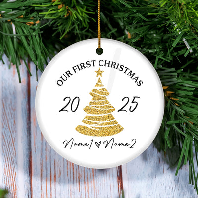 Personalized First Year Married Christmas Ornament Just Married Newlywed Keepsake Custom Name Decoration (24) Customized Christmas Tree Ornament | teecentury