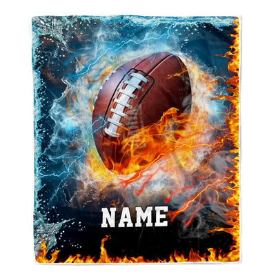 Personalized Football Blanket Fire Water A Nice Night American Flag Printed 3D Sport Lover Kids Men Women Birthday Christmas Customized Fleece Blanket Blanket | Teecentury.com
