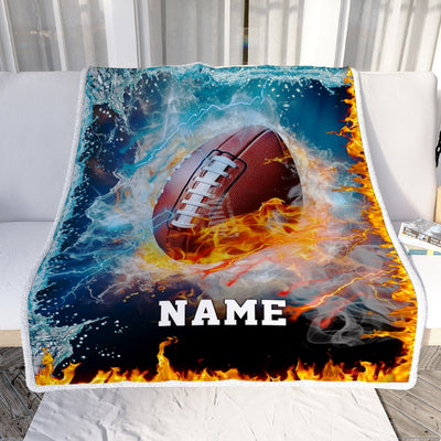 Personalized Football Blanket Fire Water A Nice Night American Flag Printed 3D Sport Lover Kids Men Women Birthday Christmas Customized Fleece Blanket Blanket | Teecentury.com