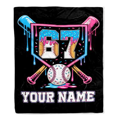 Personalized Funny Drip 67 Baseball Number Custom Name Blanket Bedding Gift For Baseball Fans Teens Adults Kids Son Grandson Birthday Christmas Fleece Blanket | teecentury