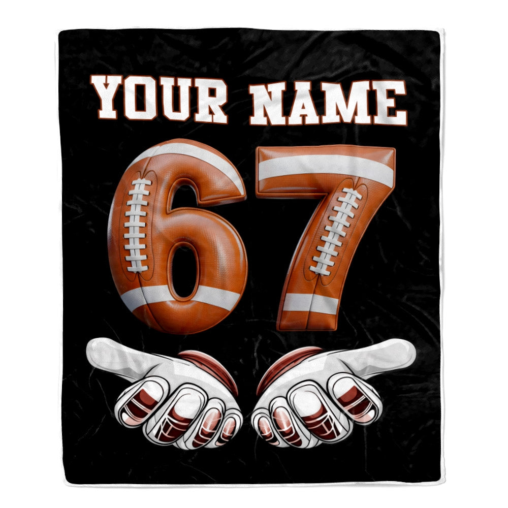 Personalized Funny Football 67 Six Seven Gen Alpha Meme Couch Throw Bedding For Game Day Fans Birthday Christmas Gift Ideas For Football Lovers Fleece Blanket | teecentury