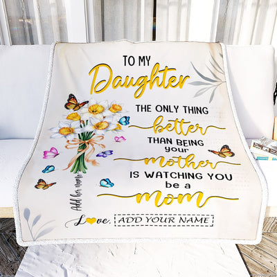 Personalized Gift For My Daughter From Mom Blanket Butterfly Flower Watching You Be A Mom Daughter Gifts Mother'S Day Birthday Christmas Custom Fleece Blanket Shirt & Hoodie | teecentury