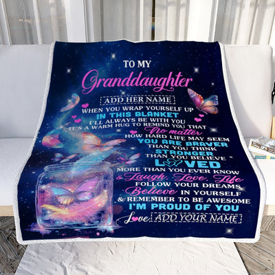 Personalized Gift For My Granddaughter From Grandma Blanket Birthday Present Butterfly I Love You Letter To My Granddaughter Gifts Christmas Fleece Blanket | teecentury