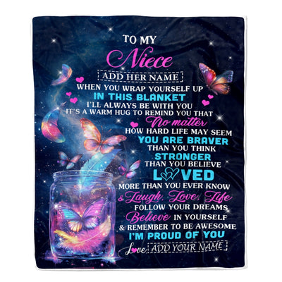 Personalized Gift For My Niece From Aunt Blanket Birthday Present Butterfly I Love You Letter To My Niece Gifts Graduation Christmas Custom Fleece Blanket | teecentury