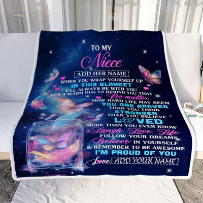 Personalized Gift For My Niece From Aunt Blanket Birthday Present Butterfly I Love You Letter To My Niece Gifts Graduation Christmas Custom Fleece Blanket | teecentury