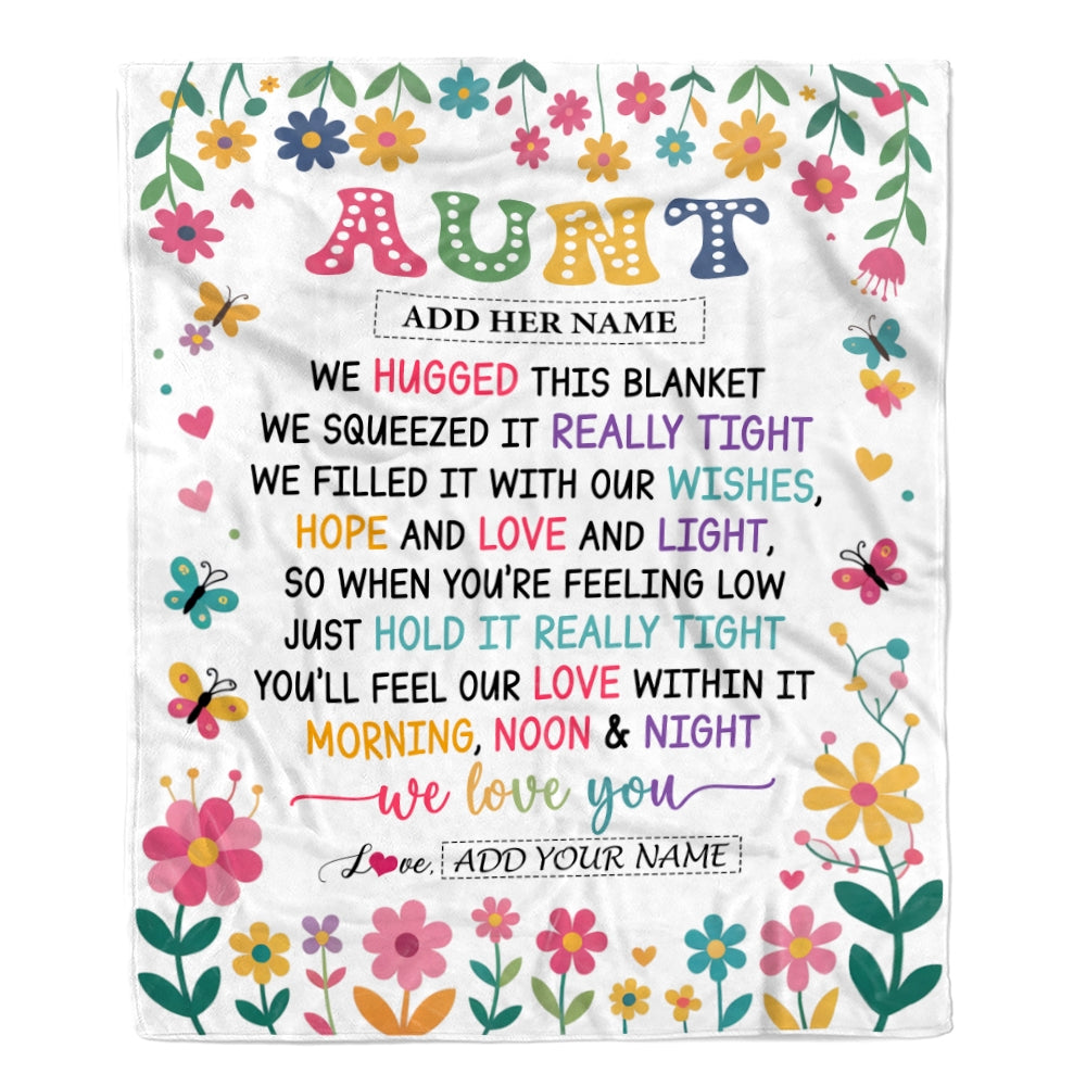 Personalized Gifts For Aunt From Niece Nephew Blanket We Hugged This Blanket Floral Presents Birthday Gift For Aunt Gifts Customized Fleece Throw Blanket | teecentury