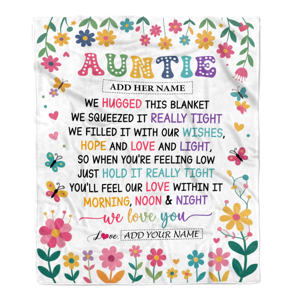 Personalized Gifts For Auntie From Niece Nephew Blanket We Hugged This Blanket Floral Presents Birthday Gift For Auntie Gifts Customized Fleece Throw Blanket | teecentury