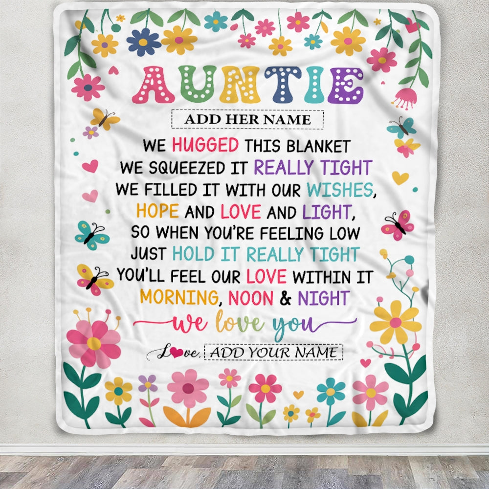 Personalized Gifts For Auntie From Niece Nephew Blanket We Hugged This Blanket Floral Presents Birthday Gift For Auntie Gifts Customized Fleece Throw Blanket | teecentury