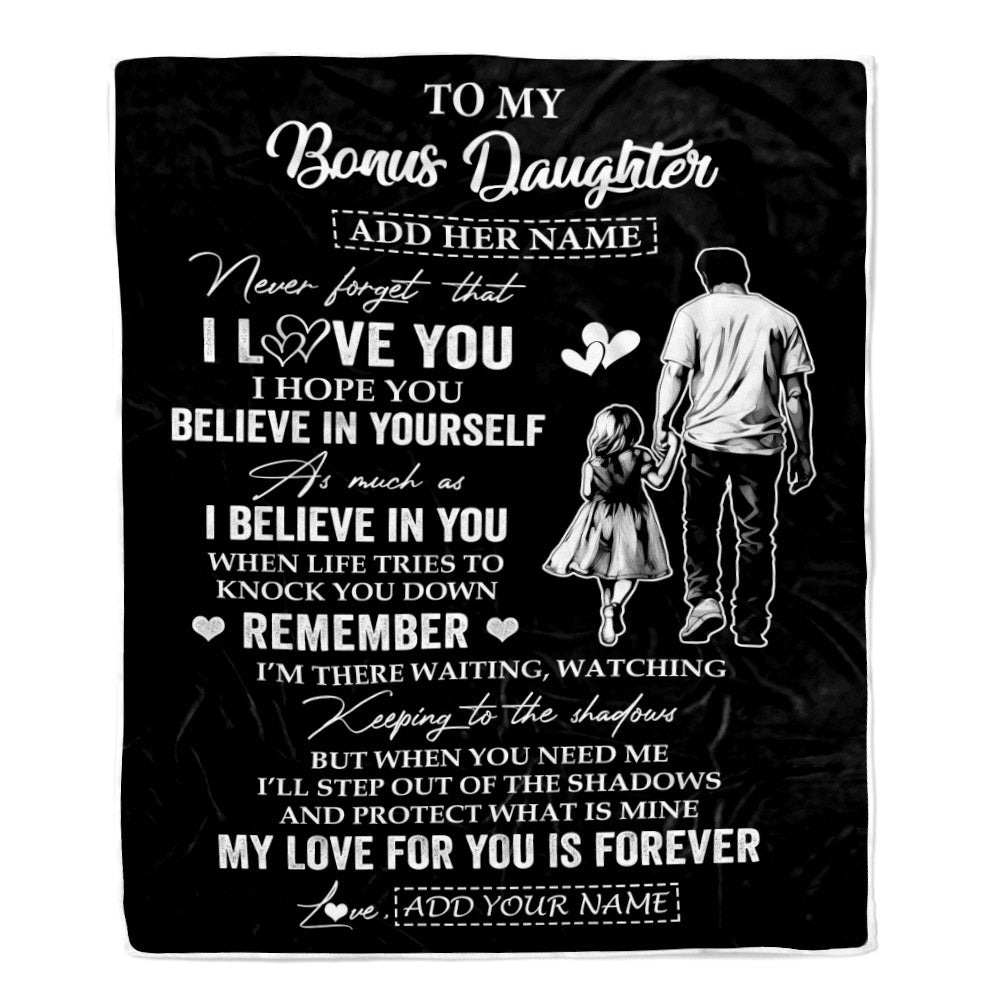 Personalized Gifts For Bonus Daughter Blanket From Stepfather Stepdad My Love For You Is Forever Stepdaughter Birthday Gifts Christmas Custom Fleece Blanket | teecentury