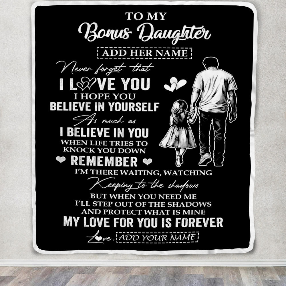 Personalized Gifts For Bonus Daughter Blanket From Stepfather Stepdad My Love For You Is Forever Stepdaughter Birthday Gifts Christmas Custom Fleece Blanket | teecentury