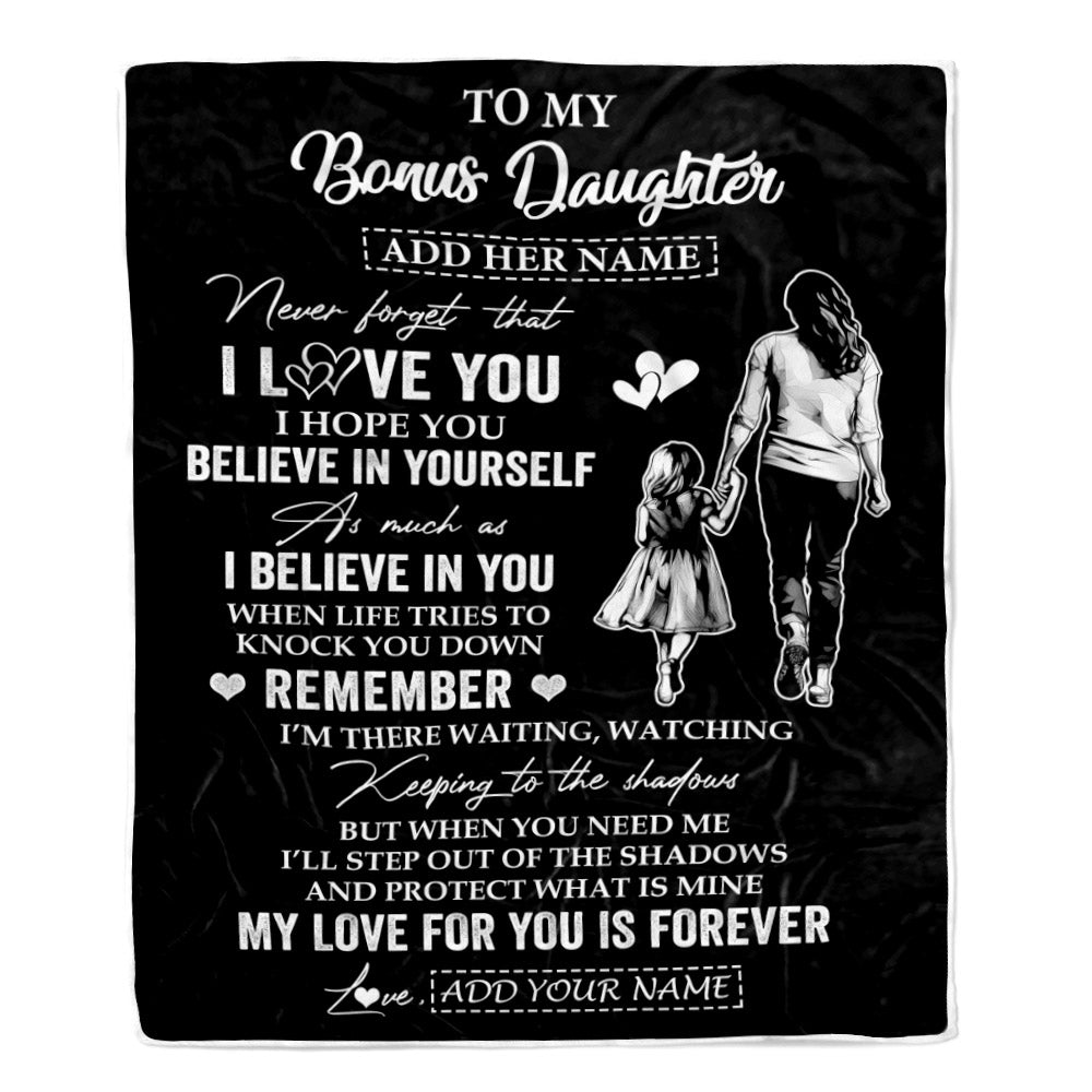 Personalized Gifts For Bonus Daughter Blanket From Stepmother Stepmom My Love For You Is Forever Stepdaughter Birthday Gifts Christmas Custom Fleece Blanket | teecentury
