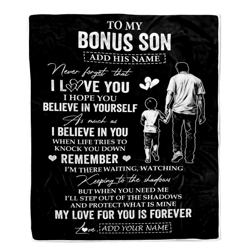 Personalized Gifts For Bonus Son Blanket From Stepfather Stepdad My Love For You Is Forever Stepson Birthday Gifts Graduation Christmas Custom Fleece Blanket | teecentury