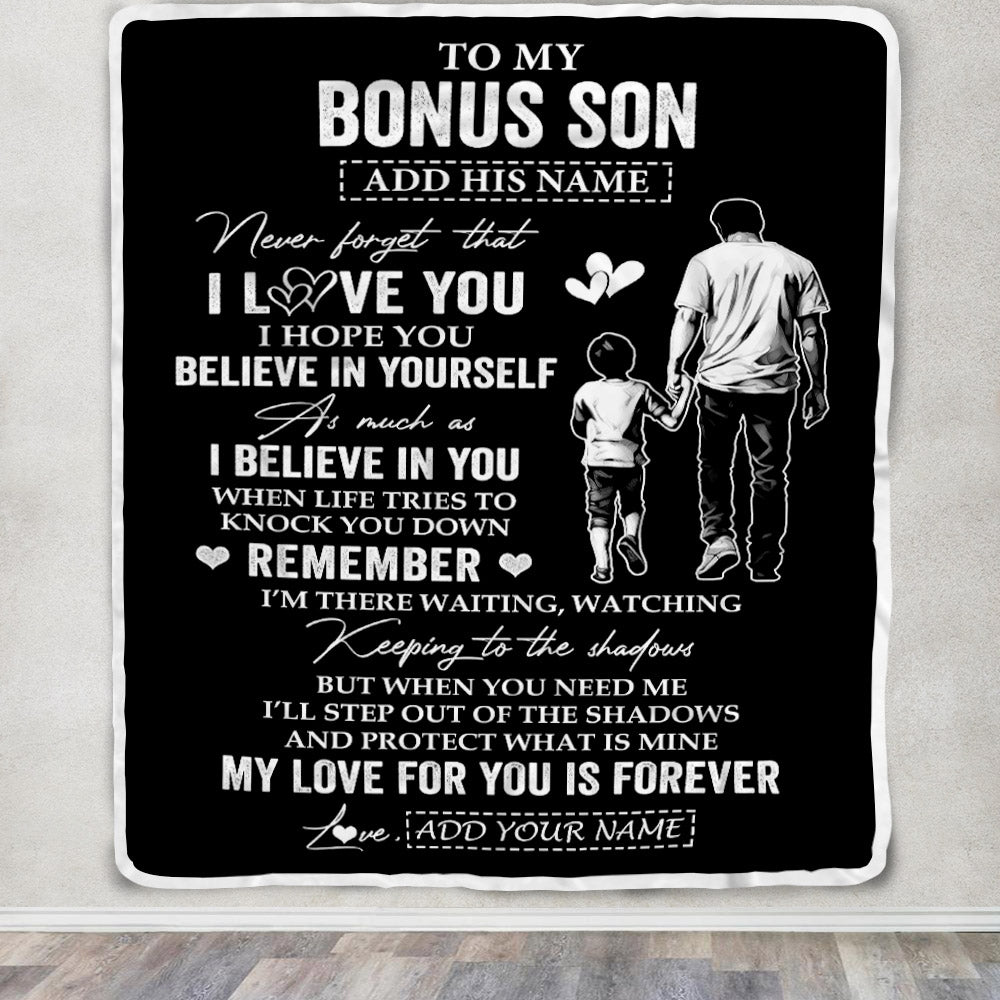 Personalized Gifts For Bonus Son Blanket From Stepfather Stepdad My Love For You Is Forever Stepson Birthday Gifts Graduation Christmas Custom Fleece Blanket | teecentury