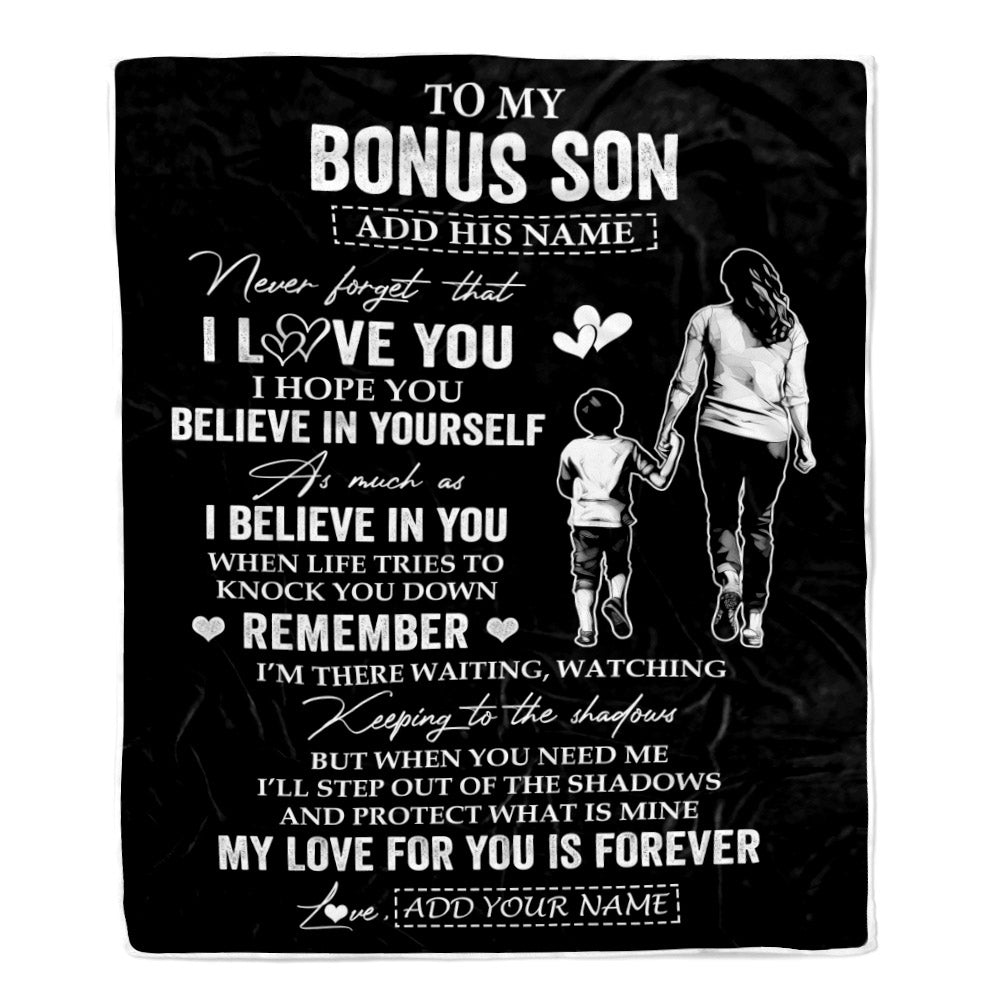 Personalized Gifts For Bonus Son Blanket From Stepmother Stepmom My Love For You Is Forever Stepson Birthday Gifts Graduation Christmas Custom Fleece Blanket | teecentury