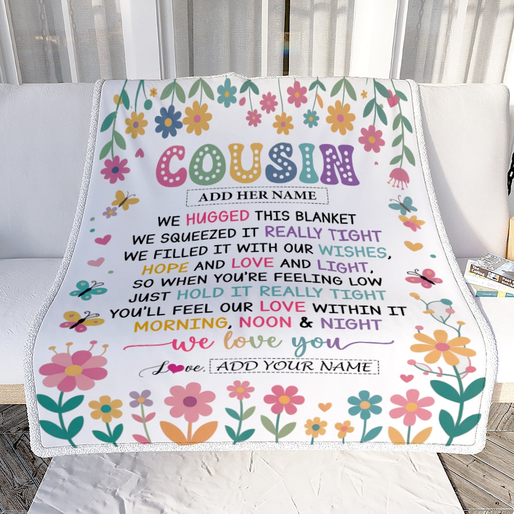 Personalized Gifts For Cousin From Family Blanket We Hugged This Blanket Floral Presents Birthday Gift For Cousin Gifts Customized Fleece Throw Blanket | teecentury