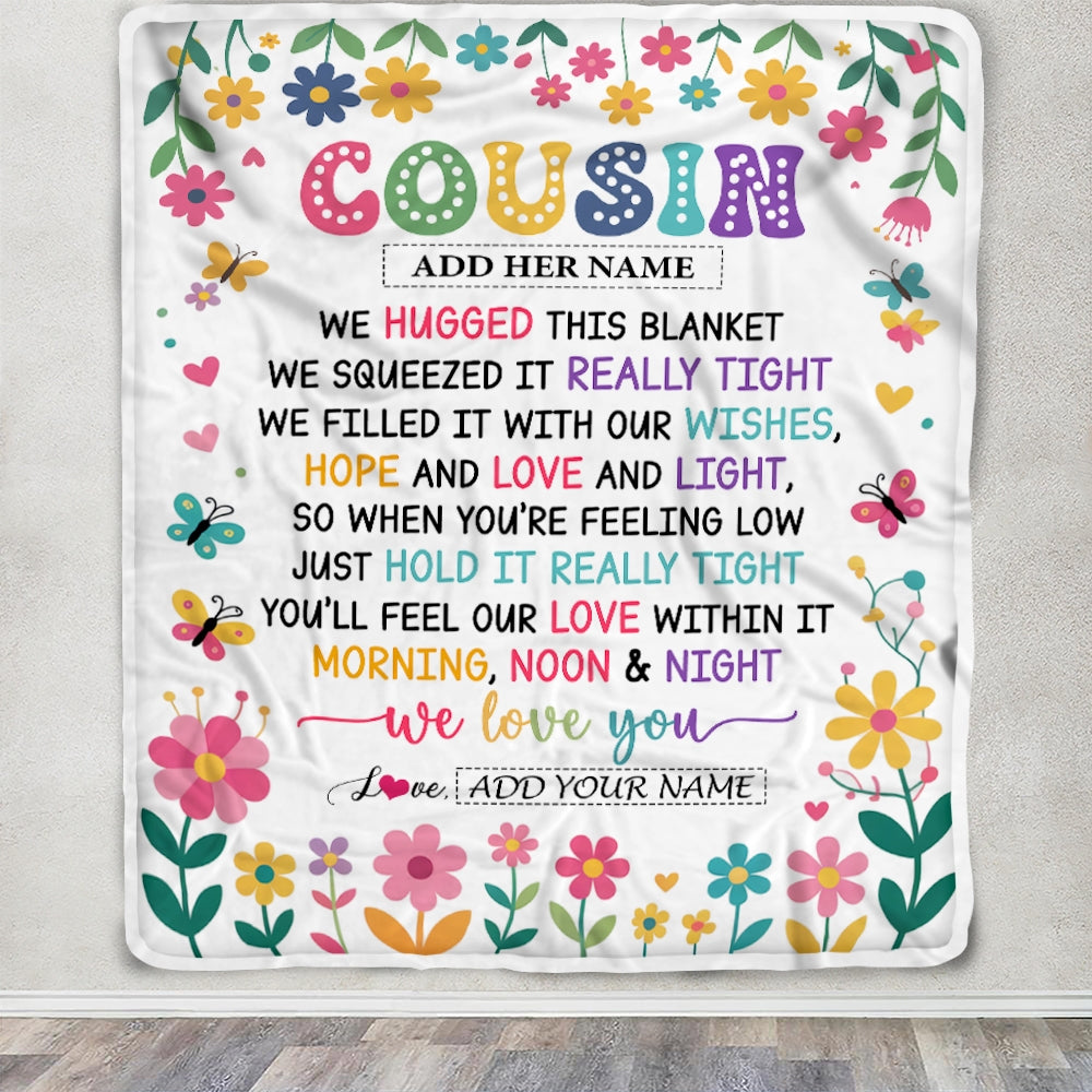 Personalized Gifts For Cousin From Family Blanket We Hugged This Blanket Floral Presents Birthday Gift For Cousin Gifts Customized Fleece Throw Blanket | teecentury