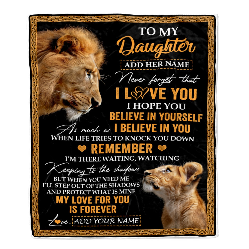 Personalized Gifts For Daughter Blanket From Dad Father Lion My Love For You Is Forever Daughter Birthday Gifts Christmas Custom Fleece Throw Blanket | teecentury
