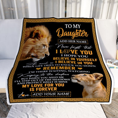 Personalized Gifts For Daughter Blanket From Dad Father Lion My Love For You Is Forever Daughter Birthday Gifts Christmas Custom Fleece Throw Blanket | teecentury