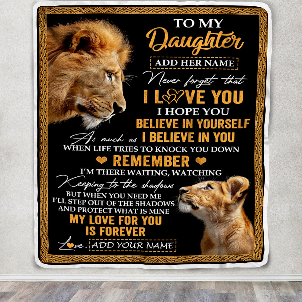 Personalized Gifts For Daughter Blanket From Dad Father Lion My Love For You Is Forever Daughter Birthday Gifts Christmas Custom Fleece Throw Blanket | teecentury
