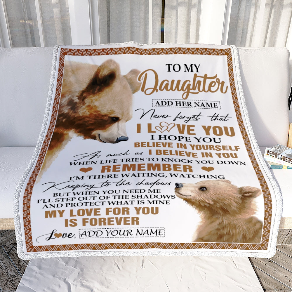 Personalized Gifts For Daughter Blanket From Dad Mom Father Bear My Love For You Is Forever Daughter Birthday Gifts Christmas Custom Fleece Throw Blanket | teecentury