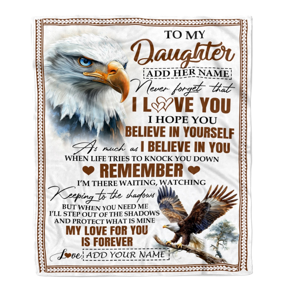 Personalized Gifts For Daughter Blanket From Dad Mom Father Eagle My Love For You Is Forever Daughter Birthday Gifts Christmas Custom Fleece Throw Blanket | teecentury
