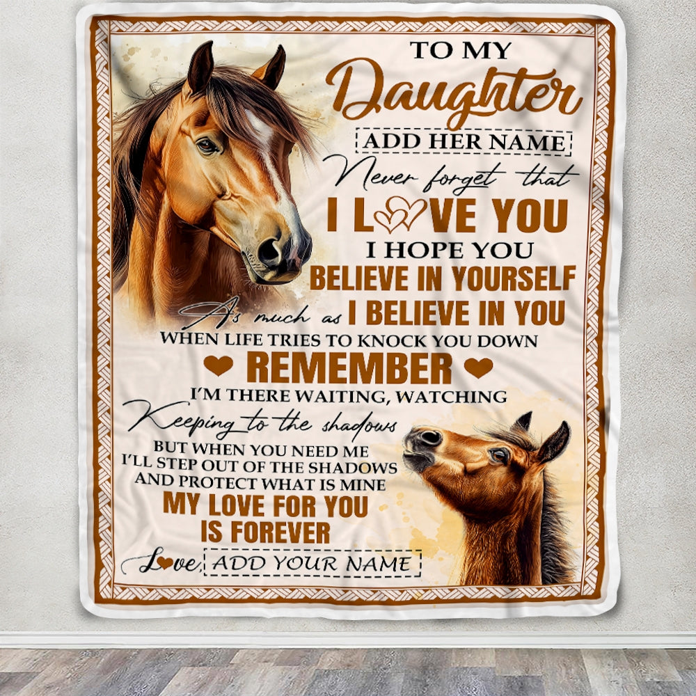 Personalized Gifts For Daughter Blanket From Dad Mom Father Horse My Love For You Is Forever Daughter Birthday Gifts Christmas Custom Fleece Throw Blanket | teecentury
