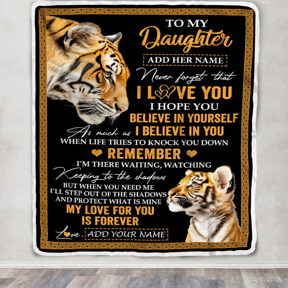 Personalized Gifts For Daughter Blanket From Dad Mom Father Tiger My Love For You Is Forever Daughter Birthday Gifts Christmas Custom Fleece Throw Blanket | teecentury