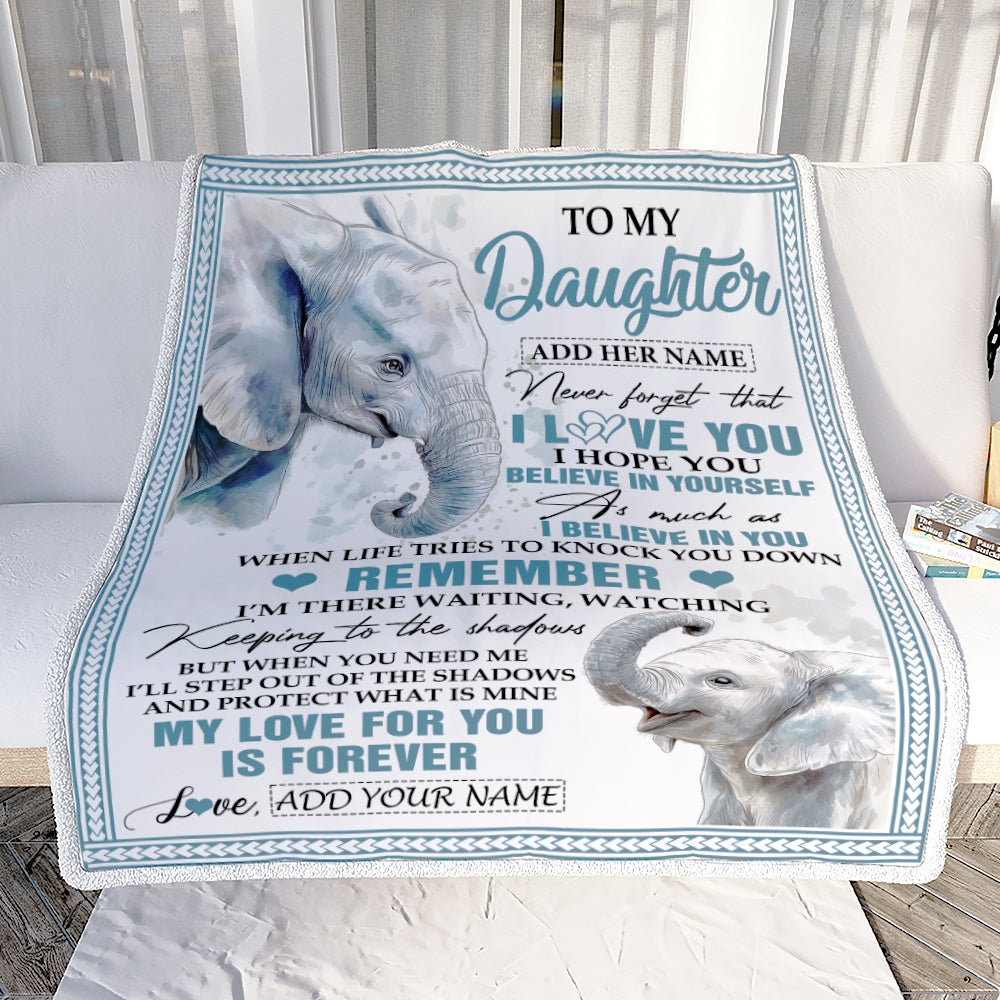Personalized Gifts For Daughter Blanket From Mom Dad Mother Elephant My Love For You Is Forever Daughter Birthday Gifts Christmas Custom Fleece Blanket | teecentury