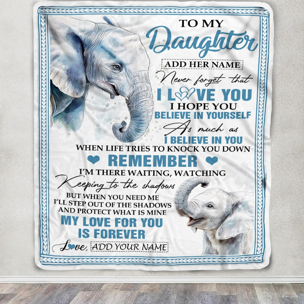 Personalized Gifts For Daughter Blanket From Mom Dad Mother Elephant My Love For You Is Forever Daughter Birthday Gifts Christmas Custom Fleece Blanket | teecentury