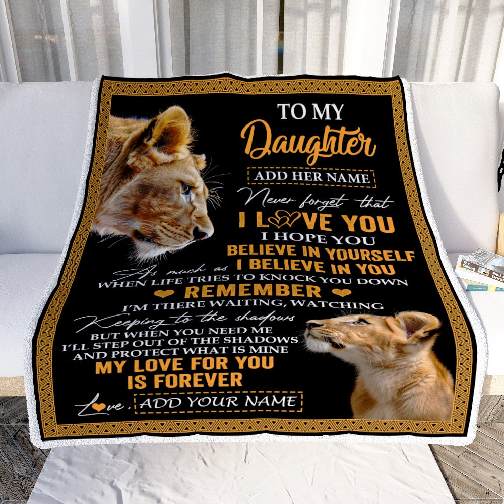 Personalized Gifts For Daughter Blanket From Mom Mother Lion My Love For You Is Forever Daughter Birthday Gifts Christmas Custom Fleece Throw Blanket | teecentury