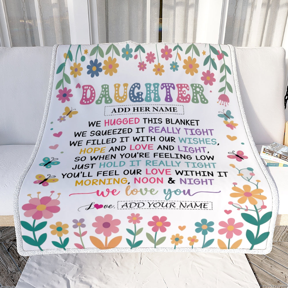 Personalized Gifts For Daughter From Mom Dad Blanket We Hugged This Blanket Floral Presents Birthday Gift For Daughter Gifts Customized Fleece Throw Blanket | teecentury